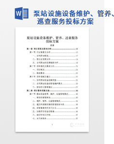 泵站设施设备维护、管养、巡查服务投标方案