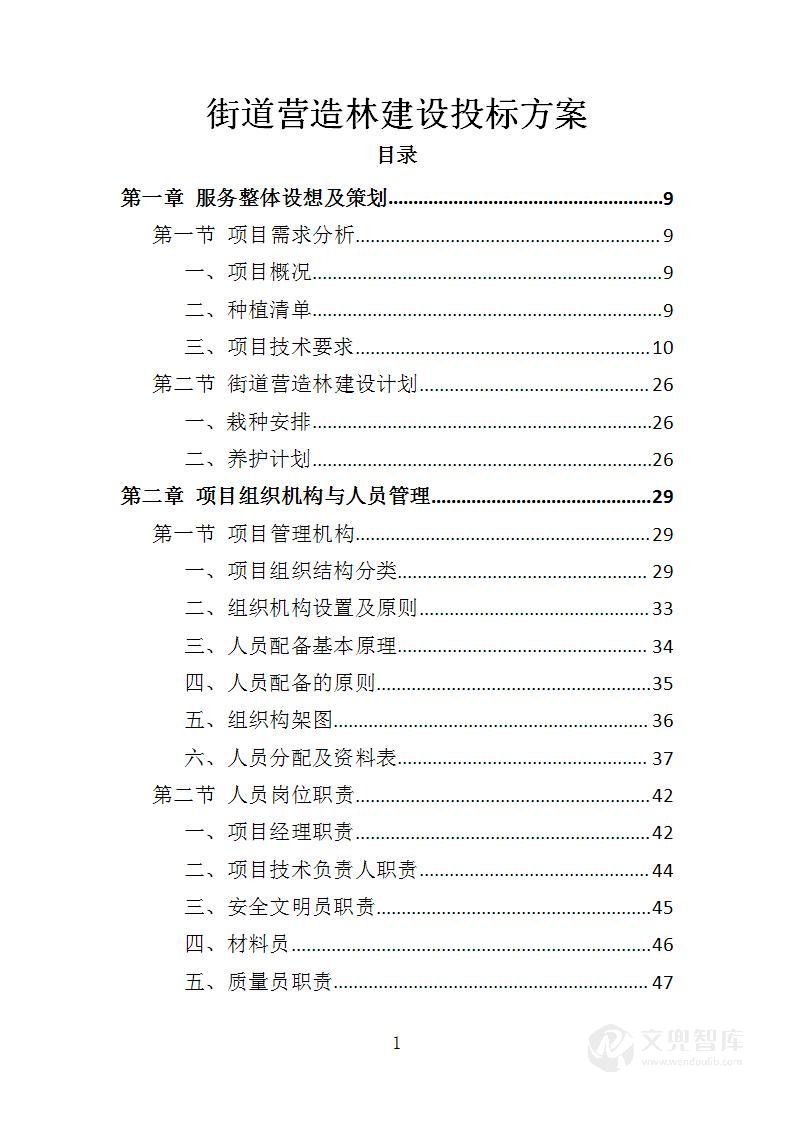 街道营造林建设投标方案