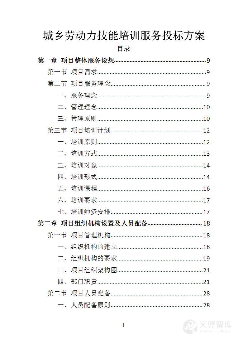 城乡劳动力技能培训服务投标方案