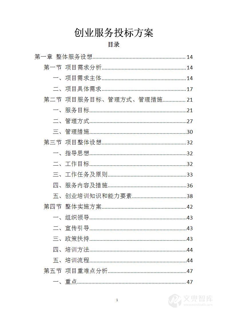 创业服务投标方案